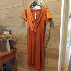 Baltic Born Satin Poppy Midi Dress (M), MWT